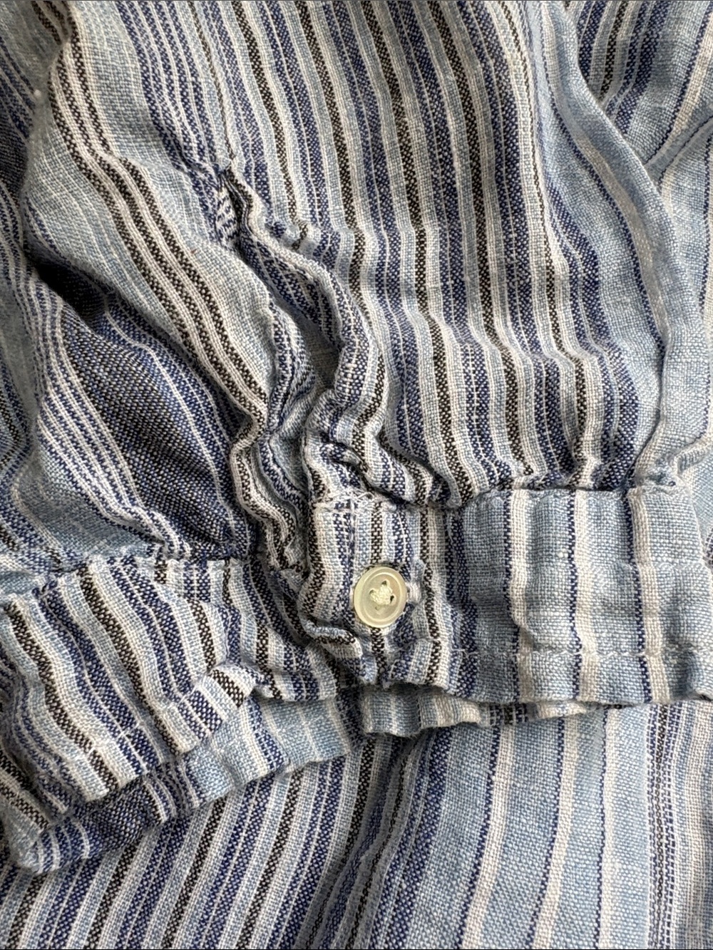 Lands' End Light Blue Striped Peasant Blouse - Picture 6 of 6